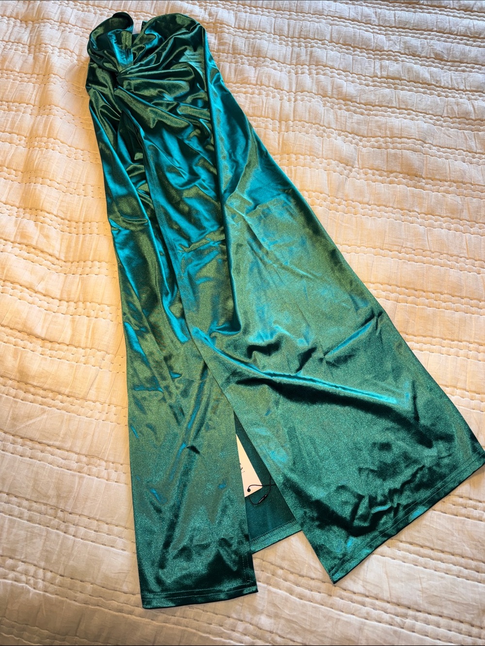 Emerald Green Satin Slit Skirt